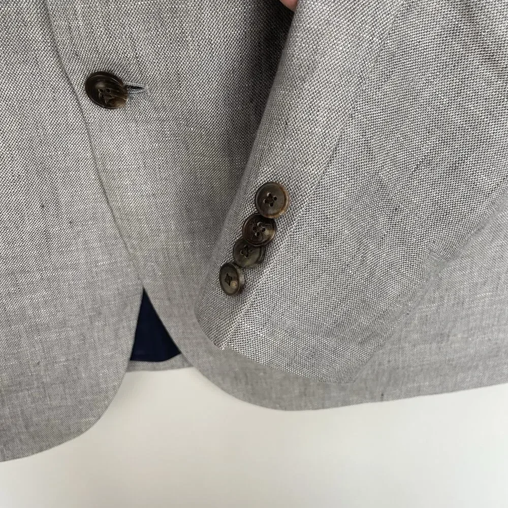 Baird Mcnutt 100% Irish Linen Sport Coat Blazer Mens 40R Gray Lucky Brand Jacket
